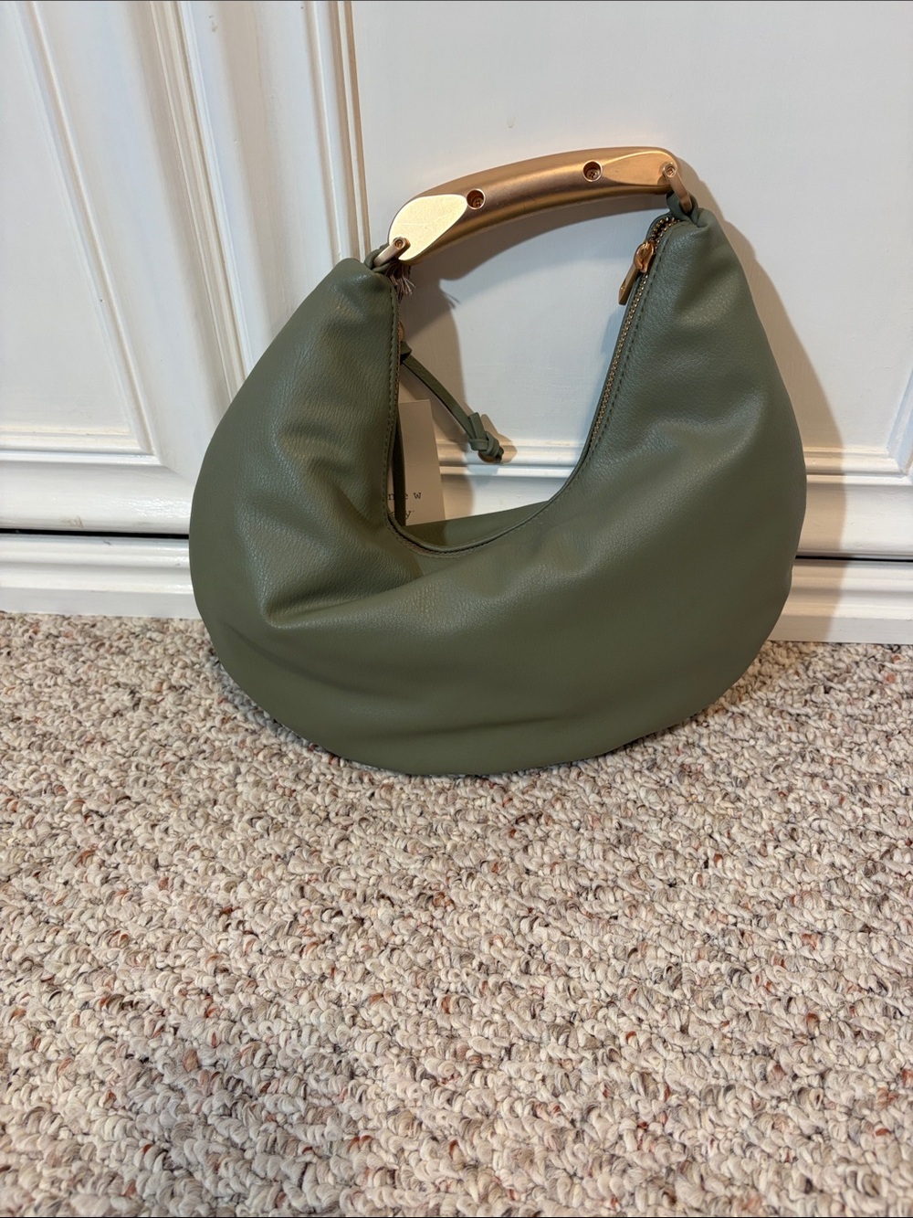 a new day Olive Green Hobo Bag with Gold Handle - Picture 3 of 4